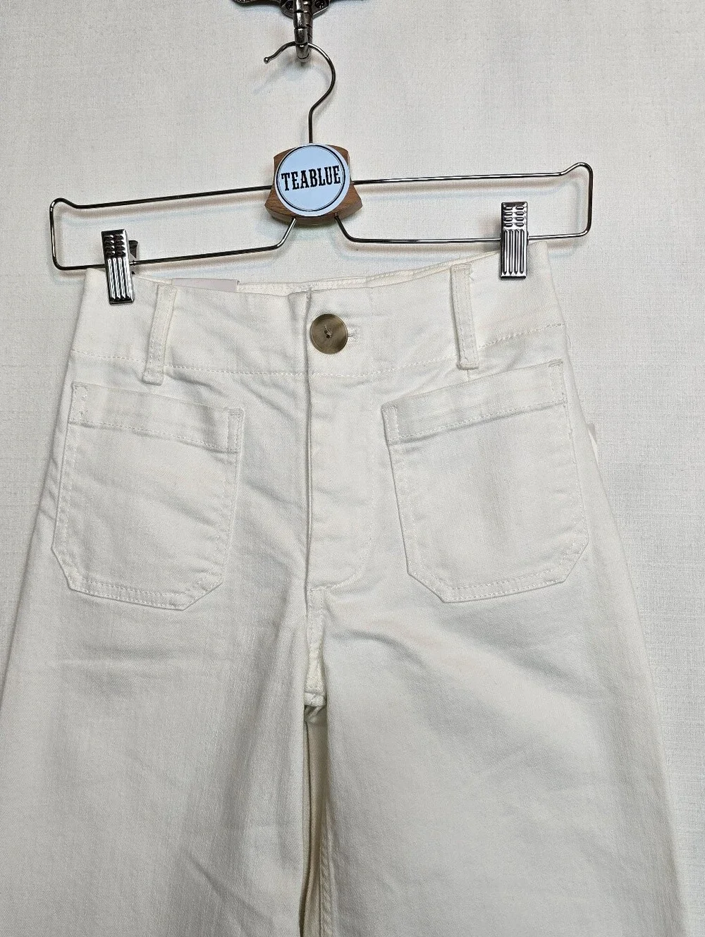 Anthropologie Maeve The Colette Full Length Wide-Leg Jeans White Size 24 Denim